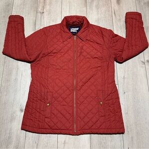 Lands' End Womens Size Large Winter Quilted Zip Front Puffer Jacket With Pockets